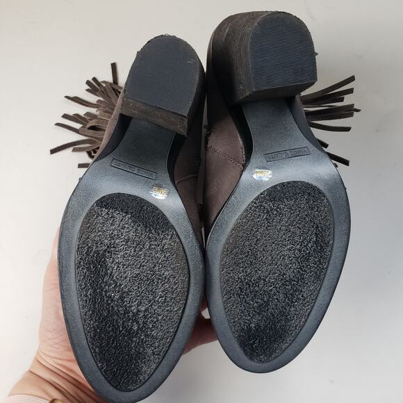 Vince Camuto Suede Fringe Ankle Womens Boots Sz 9M Boho Western Festival Chunky - Picture 8 of 14